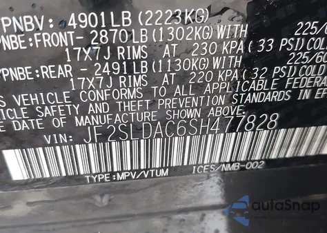 2025 Subaru Forester z USA, uszkodzony, nr VIN JF2SLDAC6SH477828